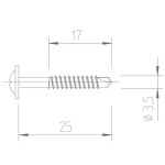 Upevňovací vrut samořezný V5116 - 3,5x25 mm - nerez A2, drážka PH