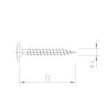 Upevňovací vrut V5143 - 4x30 mm - nerez A2, drážka Torx