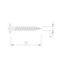 Upevňovací vrut V5143 - 4x30 mm - nerez A2, drážka Torx